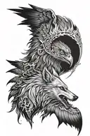 the reaper+phoenix+wolf tattoo design idea