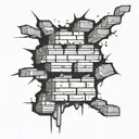 graffiti brick wall being torn tattoo design idea