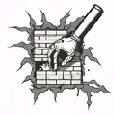 graffiti brick wall being torn tattoo design idea