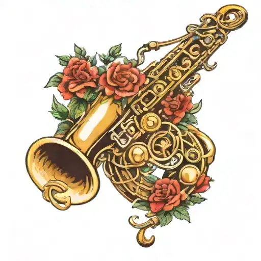 saxophone, baby Aris  tattoo design idea