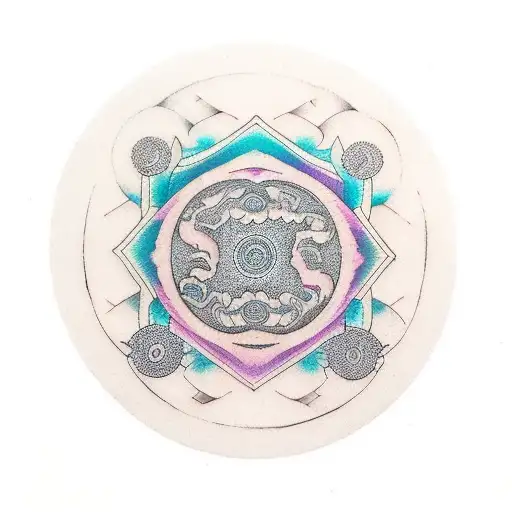 enso circle black grey green blue tattoo design idea