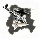 3d map Afghanistan war Blackhawk helicopter 240B machine gun upside down American flag tattoo design idea