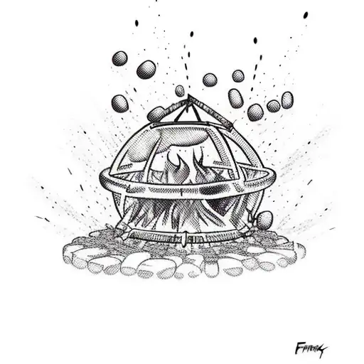 bubbles rising from a campfire. Sin city by Frank Miller comic style. Lots of contrast. tattoo design idea
