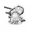 bubbles rising from a campfire. Sin city by Frank Miller comic style tattoo design idea