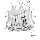 bubbles rising from a campfire. Sin city by Frank Miller comic style tattoo design idea