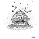 bubbles rising from a campfire. Sin city by Frank Miller comic style. Lots of contrast. tattoo design idea