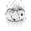 bubbles rising from a campfire. Sin city by Frank Miller comic style. Lots of contrast. tattoo design idea