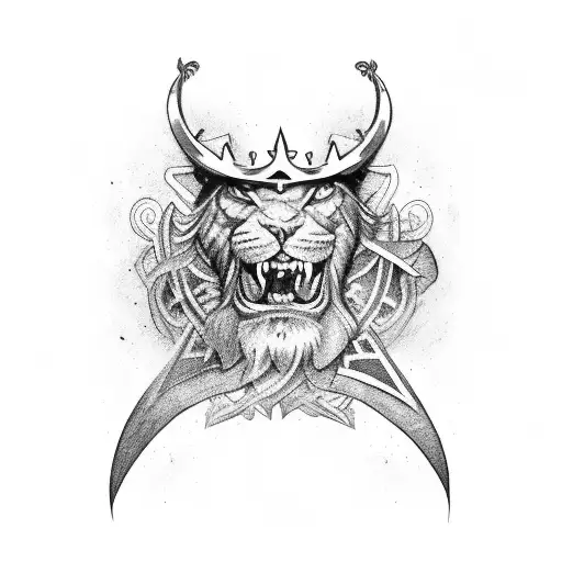 Courageous general or king tattoo on the left side of neck that is unique abstract tattoo design idea
