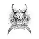 Courageous general or king tattoo on the left side of neck that is unique abstract tattoo design idea