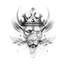 Courageous general or king tattoo on the left side of neck that is unique abstract tattoo design idea