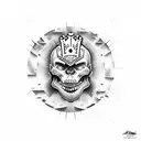 Courageous general or king tattoo on the left side of neck that is unique abstract tattoo design idea