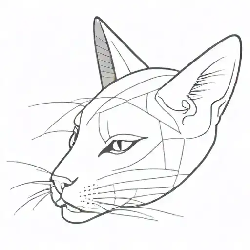 Incorporate cat ears into a minimalist art design incorporate a little bit of the face that is cut off by a line tattoo design idea