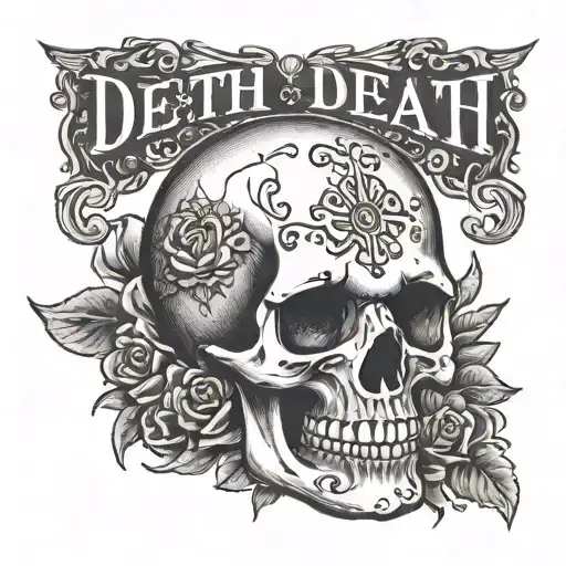 skull with death date ir roman numerals tattoo design idea