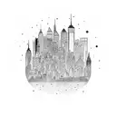 nyc skyline in a circular shape tattoo design idea