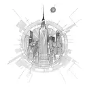 nyc skyline in a circular shape tattoo design idea