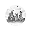 nyc skyline in a circular shape tattoo design idea