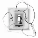 light switch with the name Janine on it from which a cable runs to a light bulb  tattoo design idea