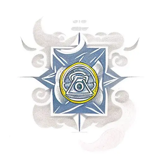 cartoon lemon slice with a bold, stylized number 7 and Iron Heart symbol  tattoo design idea