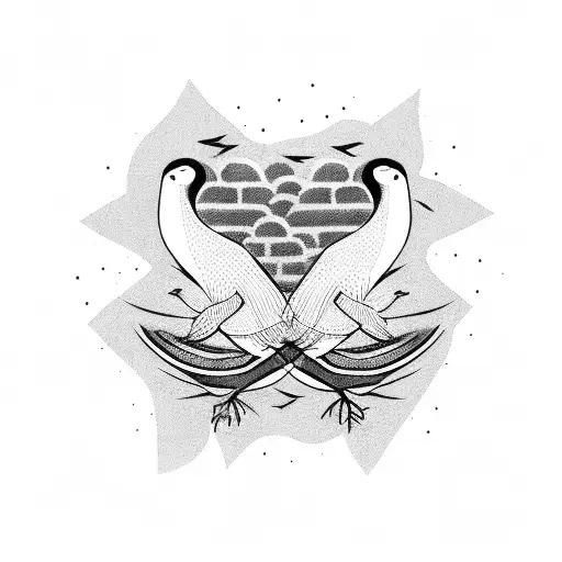 two birds fighting tattoo design idea