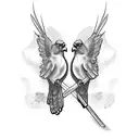 two birds fighting tattoo design idea