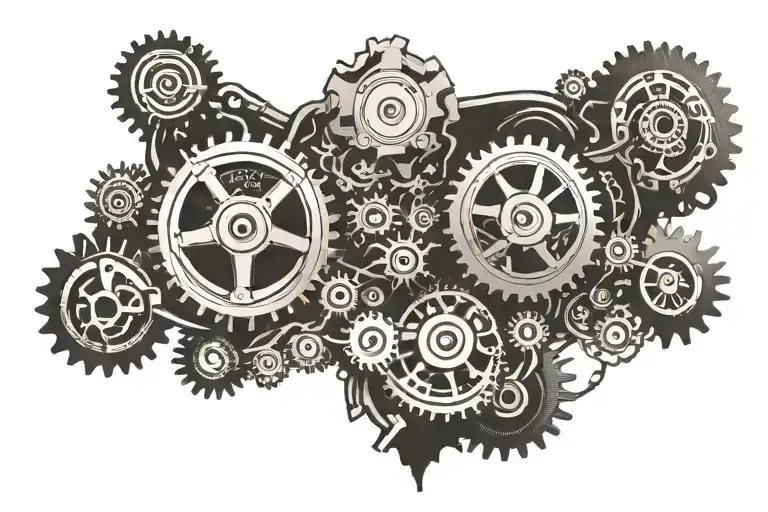 motorcycle gears as a heartbeat line tattoo design idea