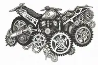 motorcycle gears as a heartbeat line tattoo design idea