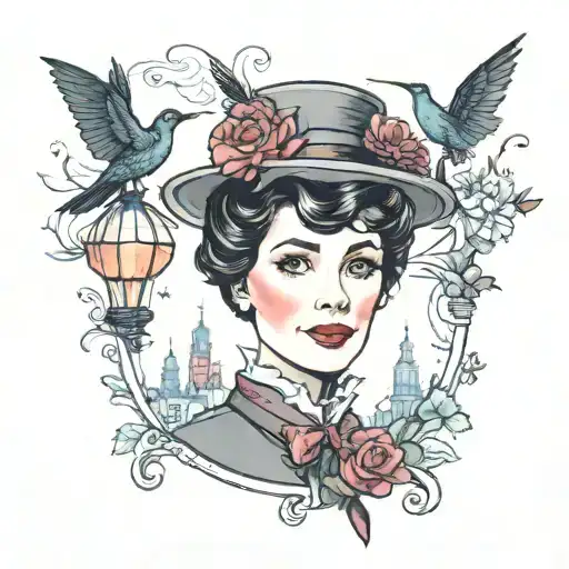 mary poppins tattoo design idea