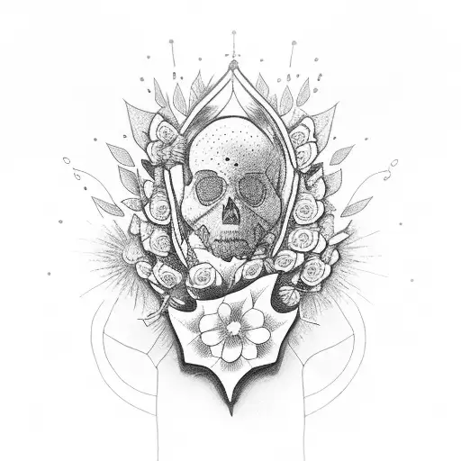 Protester putting flowers in soldiers gun tattoo design idea