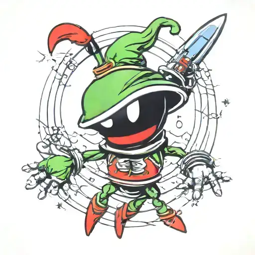 cover up tattoo over Marvin the Martian looney tunes tattoo design idea