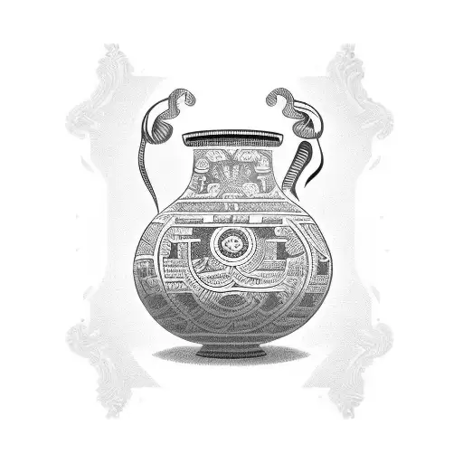 roman vase with the stoic virtues enscribed on it tattoo design idea