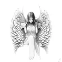 sad angel tattoo design idea