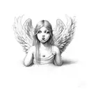 sad angel tattoo design idea
