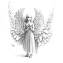 sad angel tattoo design idea