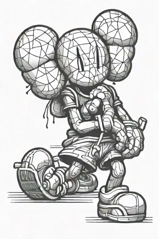kaws character giving their heart  tattoo design idea