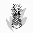 Long vertical Pineapple flash tattoo sketch, black and white ink tattoo style, geometric, clean white background tattoo design idea