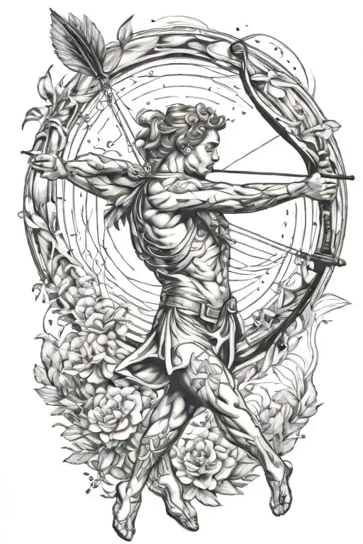 apollo shooting bow and and arrow   tattoo design idea