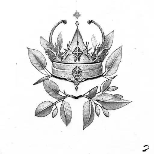 olive Leaf branch chest crown tattoo design idea