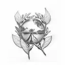 olive Leaf branch chest crown tattoo design idea