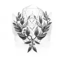 olive Leaf branch chest crown tattoo design idea