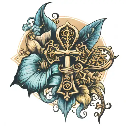 ankh ankh lily rose sky and draw tattoo design idea