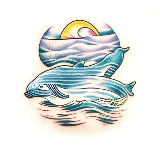 whale ocean beer bar tattoo design idea