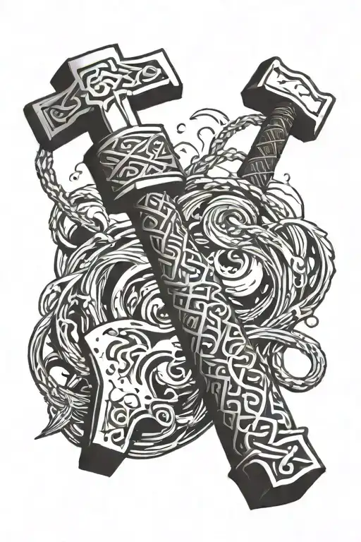 mjolnir hammer tattoo design idea