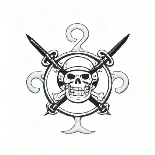 jolly roger one piece embroidered with color tattoo design idea