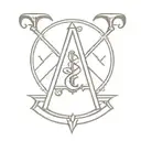 AC/DC logo combined with symbols for 2 daughters and my wife tattoo design idea