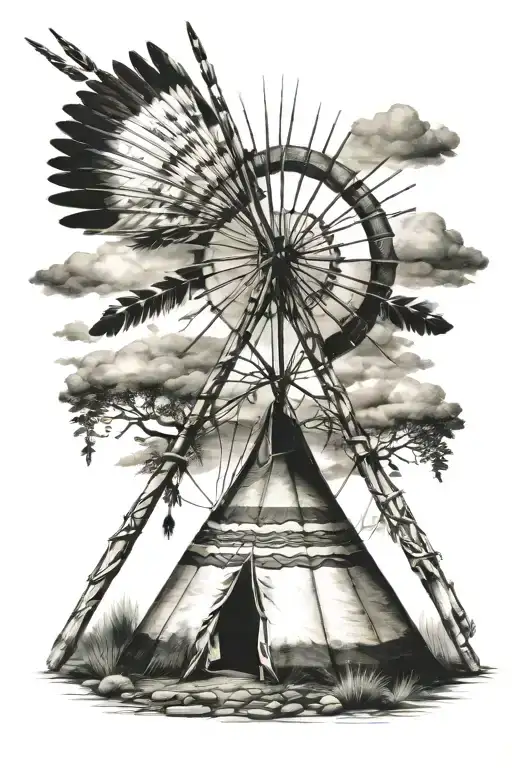 native american teepee tattoo design idea