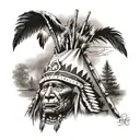 teepee, native american chief tattoo design idea