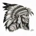 teepee, native american chief tattoo design idea