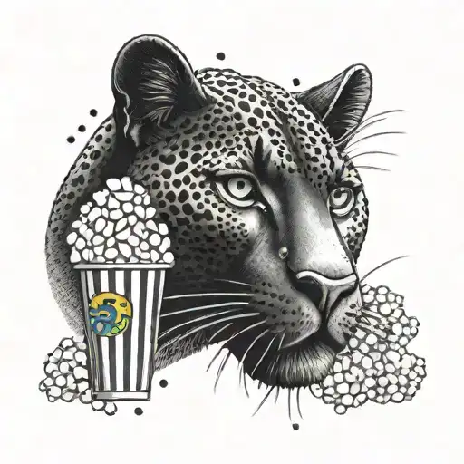 panther and popcorn tattoo design idea