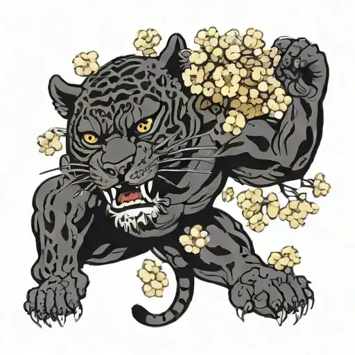panther and popcorn tattoo design idea