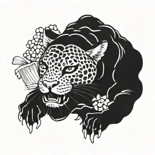 panther and popcorn tattoo design idea